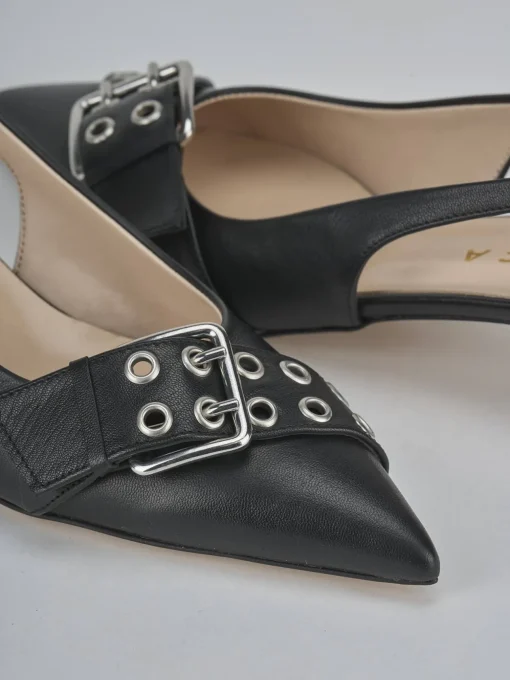 Décolleté e slingback tacco 5cm pelle nero