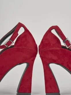 Décolleté e slingback tacco 8cm camoscio rosso