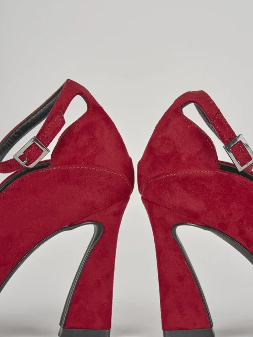 Décolleté e slingback tacco 8cm camoscio rosso