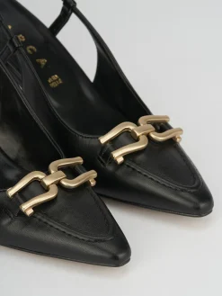 Décolleté e slingback tacco 7cm pelle nero
