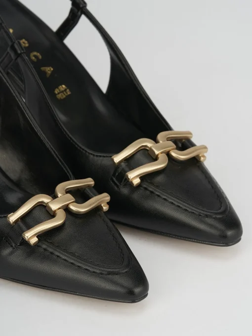 Décolleté e slingback tacco 7cm pelle nero
