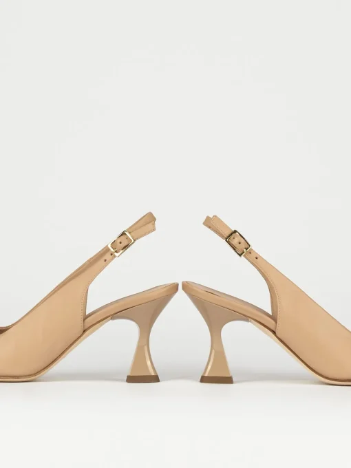 Décolleté e slingback tacco 7cm pelle rosa