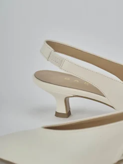 Décolleté e slingback tacco 4cm pelle bianco