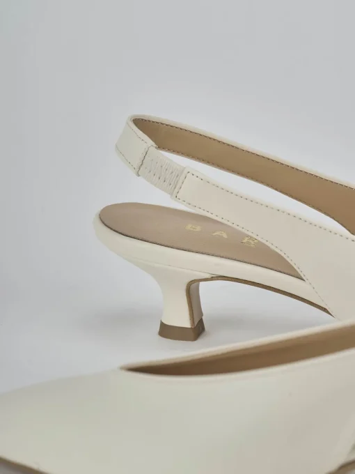 Décolleté e slingback tacco 4cm pelle bianco