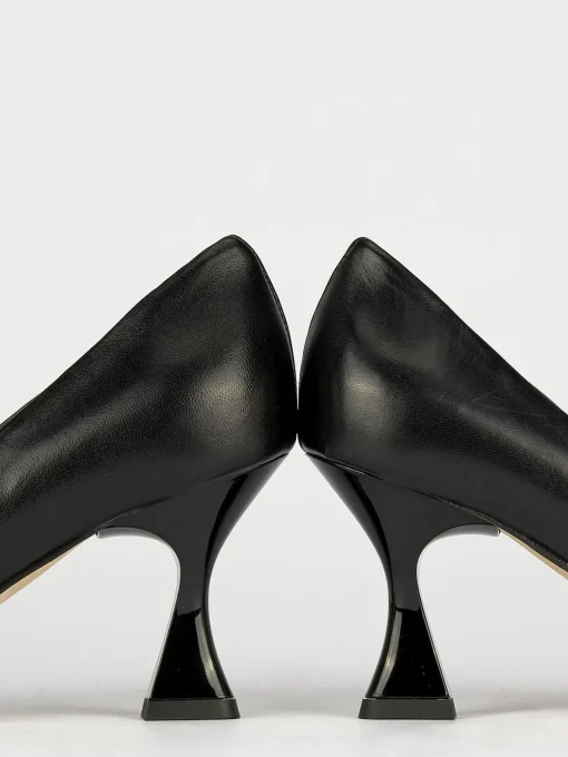 Décolleté e slingback tacco 7cm pelle nero