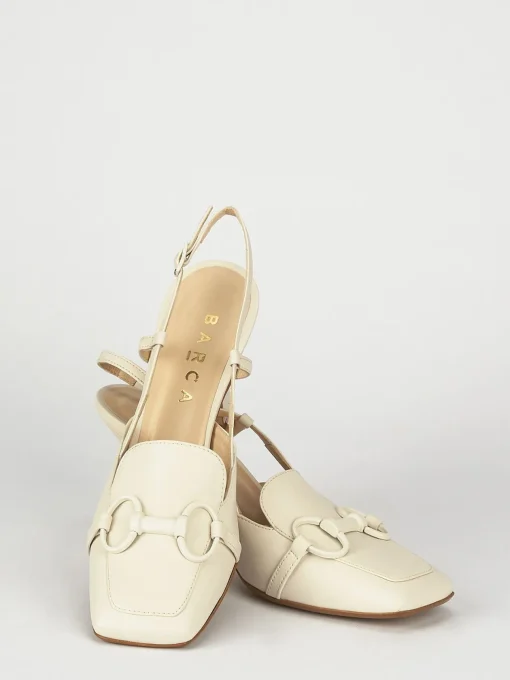 Décolleté e slingback tacco 7cm pelle beige
