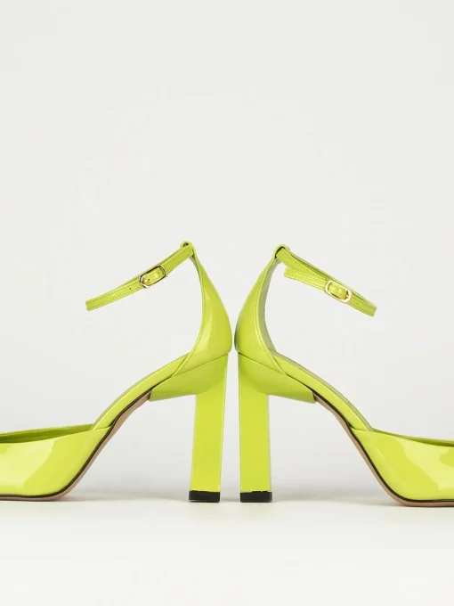 Décolleté e slingback tacco 9cm vernice verde