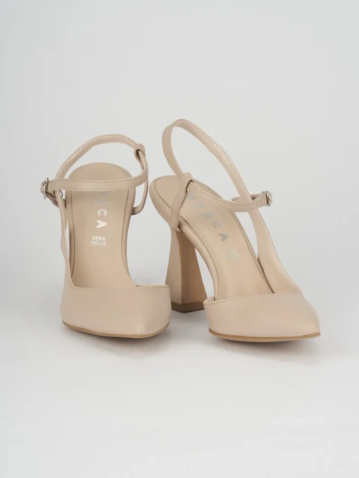 Décolleté e slingback tacco 10cm pelle beige