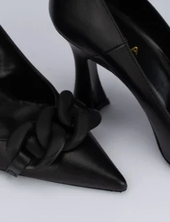 Décolleté e slingback tacco 9cm pelle nero