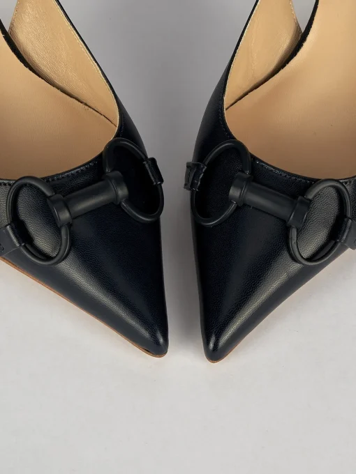 Décolleté e slingback tacco 5cm pelle blu