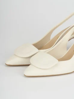 Décolleté e slingback tacco 7cm pelle bianco