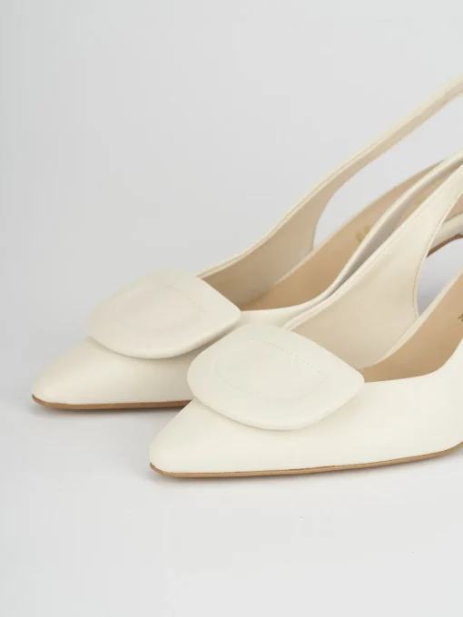 Décolleté e slingback tacco 7cm pelle bianco