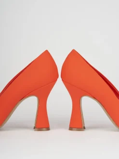 Décolleté e slingback tacco 10cm licra arancio
