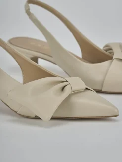 Décolleté e slingback tacco 4cm pelle beige