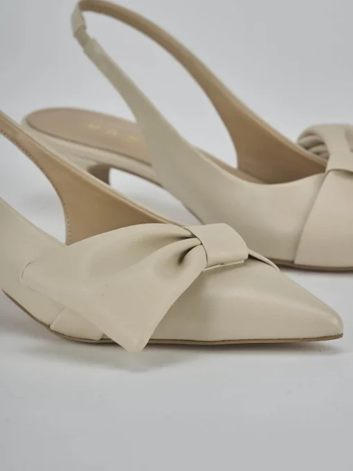 Décolleté e slingback tacco 4cm pelle beige