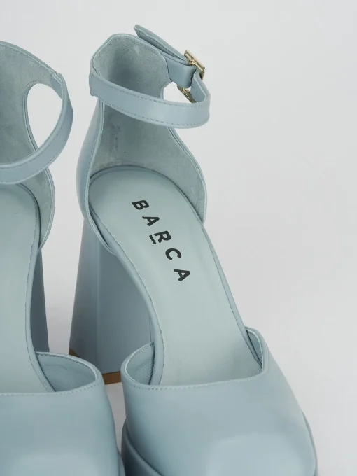 Décolleté e slingback tacco 9cm pelle azzurro