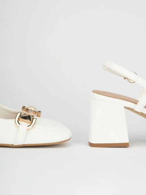 Décolleté e slingback tacco 6cm pelle bianco