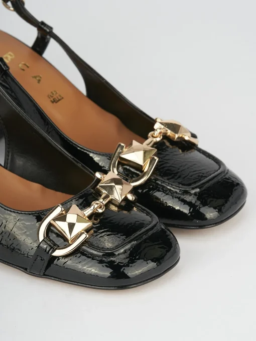 Décolleté e slingback tacco 6cm vernice nero