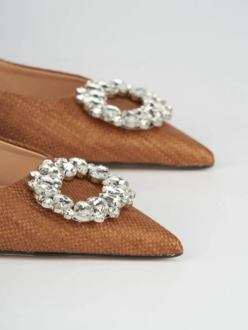 Décolleté e slingback tacco 5cm pelle marrone