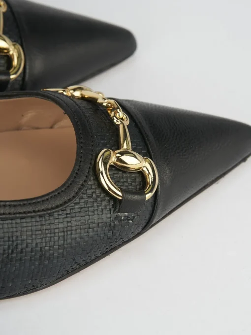 Décolleté e slingback tacco 5cm pelle nero