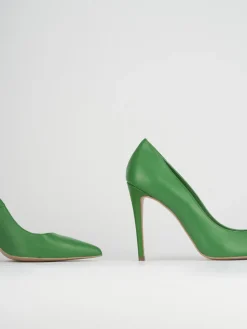 Décolleté e slingback tacco 10cm pelle verde