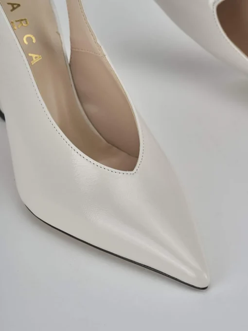 Décolleté e slingback tacco 9cm vernice bianco