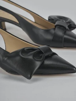 Décolleté e slingback tacco 4cm pelle nero