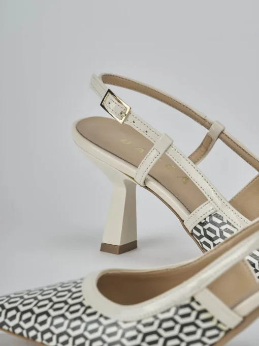 Décolleté e slingback tacco 7cm vernice bianco