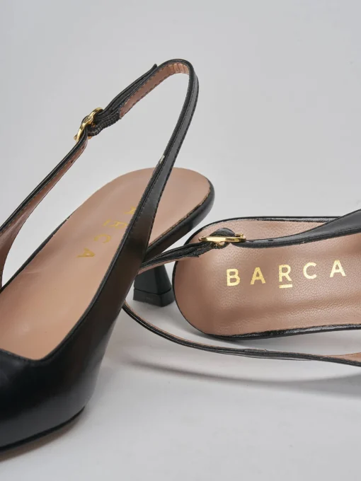 Décolleté e slingback tacco 5cm pelle nero