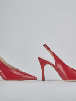 Décolleté e slingback tacco 9cm vernice rosso