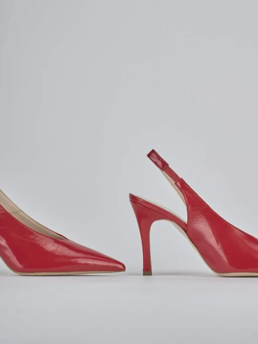 Décolleté e slingback tacco 9cm vernice rosso