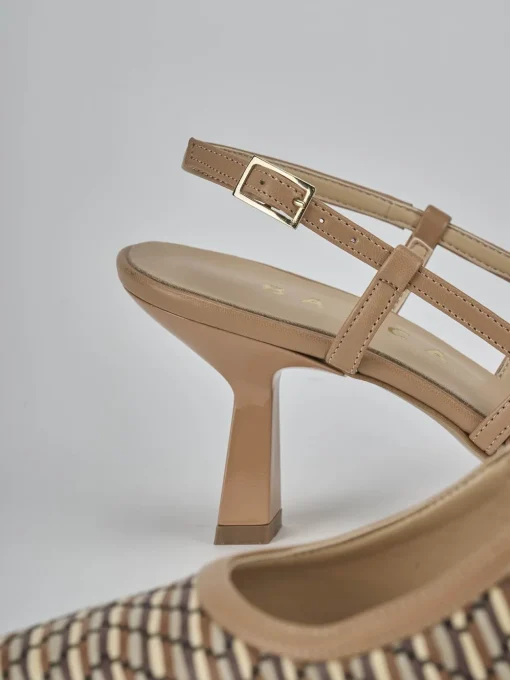 Décolleté e slingback tacco 7cm pelle beige