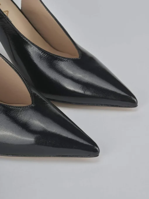 Décolleté e slingback tacco 9cm vernice nero