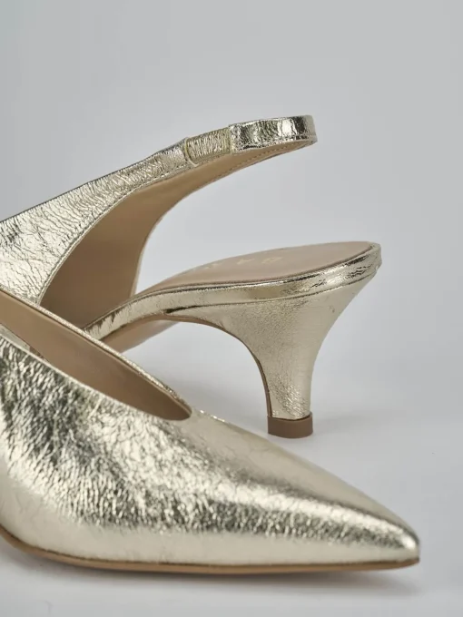 Décolleté e slingback tacco 4cm laminato oro