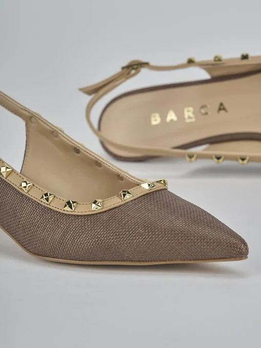 Décolleté e slingback tacco 4cm pelle marrone