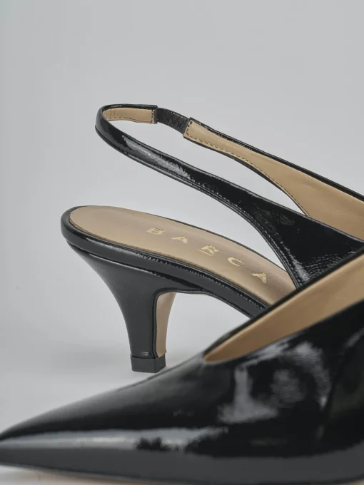 Décolleté e slingback tacco 4cm vernice nero