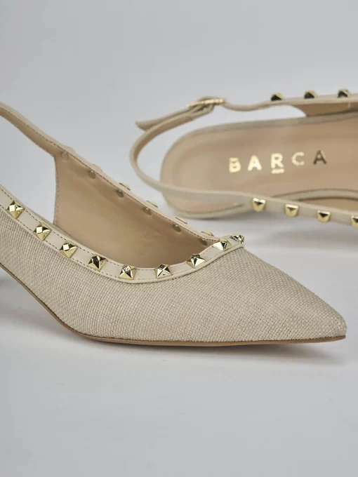 Décolleté e slingback tacco 4cm pelle beige
