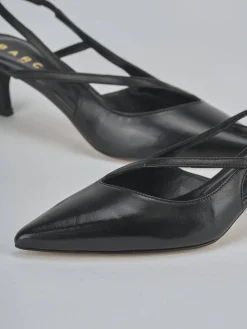 Décolleté e slingback tacco 5cm pelle nero