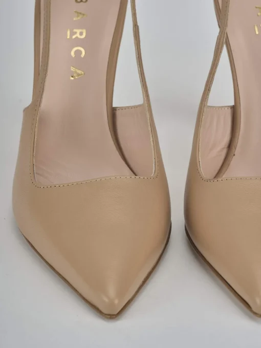 Décolleté e slingback tacco 9cm pelle marrone