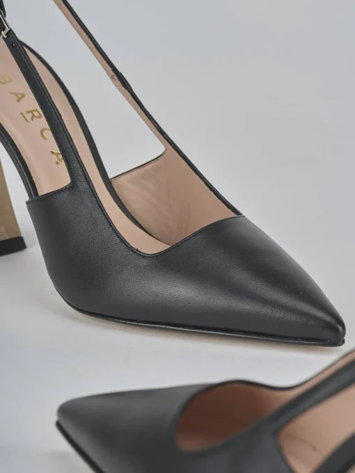 Décolleté e slingback tacco 9cm pelle nero