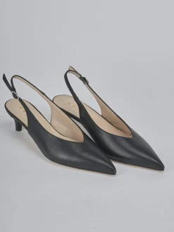 Décolleté e slingback tacco 5cm pelle nero