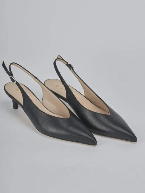 Décolleté e slingback tacco 5cm pelle nero