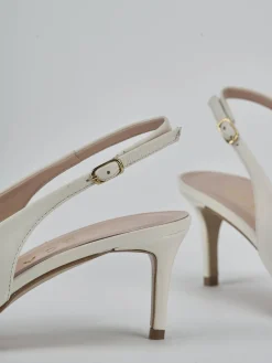 Décolleté e slingback tacco 7cm pelle bianco
