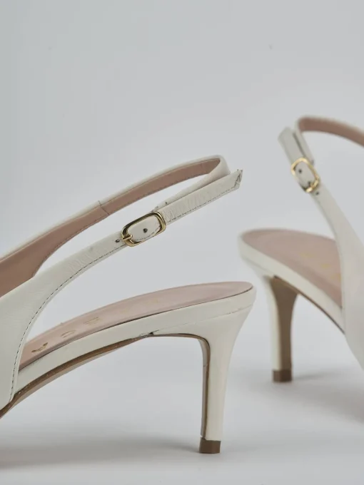 Décolleté e slingback tacco 7cm pelle bianco