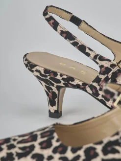 Décolleté e slingback tacco 4cm pelle multicolor