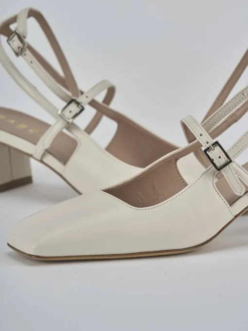 Décolleté e slingback tacco 5cm pelle beige