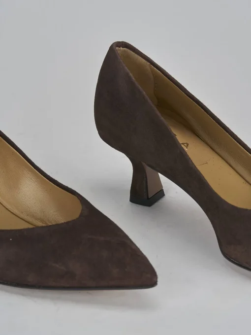 Décolleté e slingback tacco 5cm camoscio testa