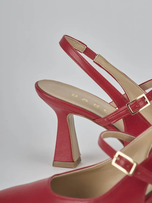 Décolleté e slingback tacco 7cm pelle rosso