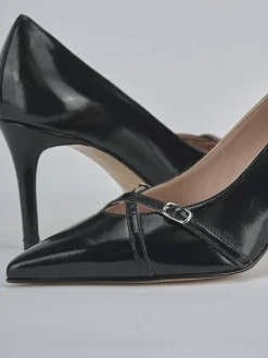 Décolleté e slingback tacco 7cm vernice nero