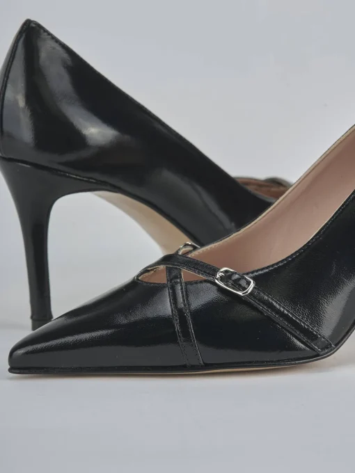 Décolleté e slingback tacco 7cm vernice nero